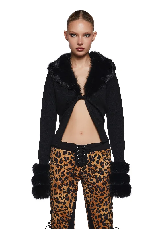 Summer Sale Touches Of Glam Faux Fur Cardigan