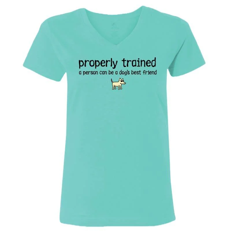 Affordable Women's Fashion Properly Trained - Ladies T-Shirt V-Neck