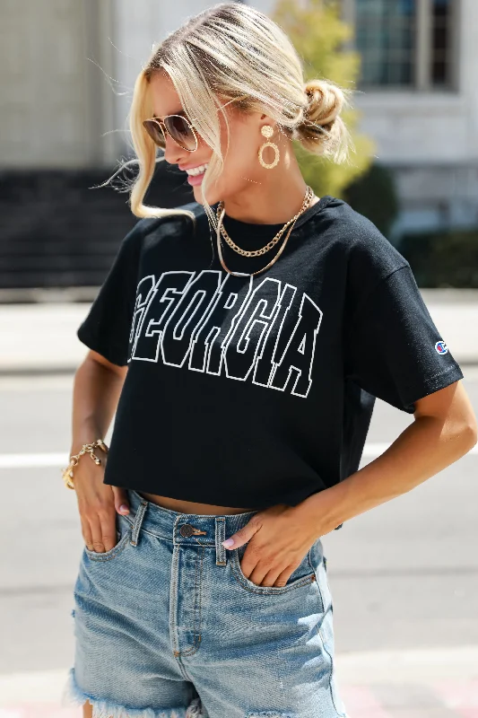 Affordable Women's Clothes Black Georgia Cropped Tee