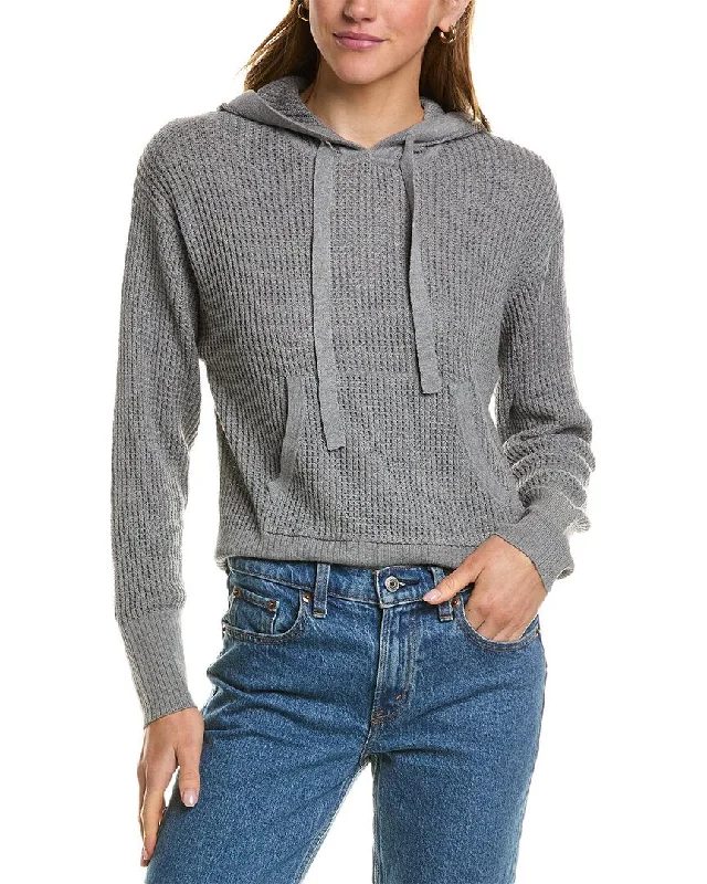Online Boutique Clothing Hannah Rose Waffle Stitch Cashmere-Blend Hoodie