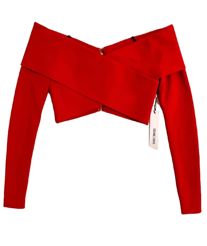 Free Spirited Fashion Issa Crop Top Off The Shoulder Top In Red