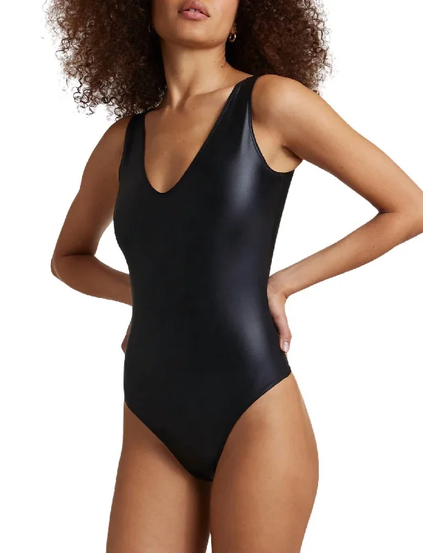Women's Wardrobe Apparel Matte Metallic Deep-V Bodysuit In Oxide