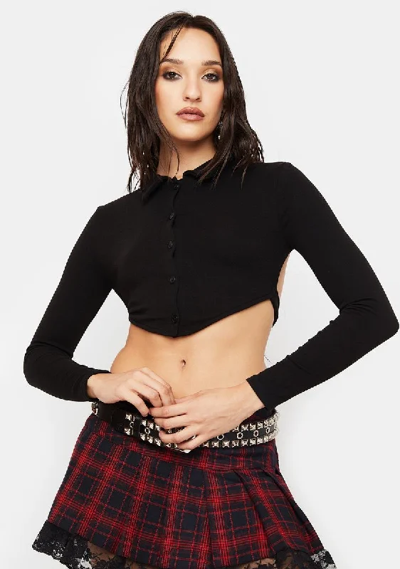 Trendy Women's Fashion Dark Chat Me Back Crop Top