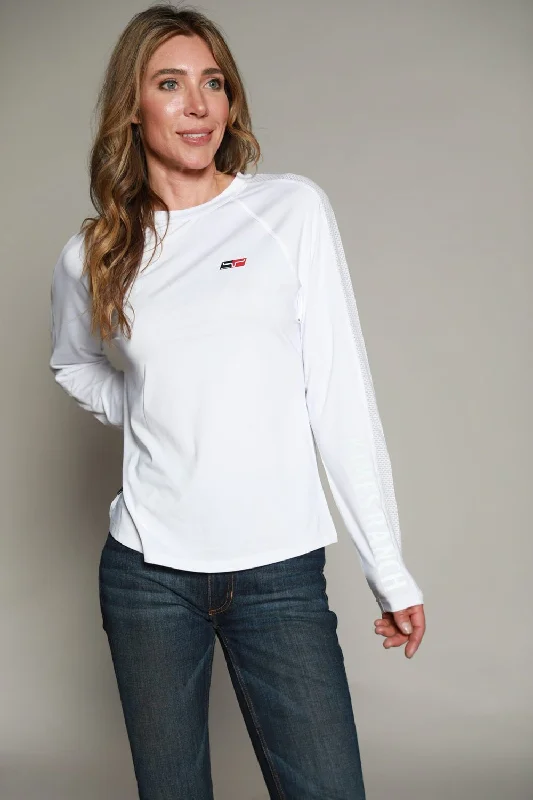 Casual Apparel For Women Kimes Ranch Womens KR1 Top White Polyester L/S Shirt