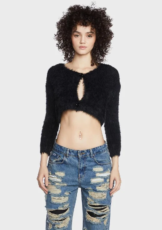 Fashionable Women's Wardrobe Art Major Fuzzy Cardigan