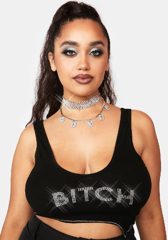 Sophisticated Outfits Plus Icy Babe Rhinestone Tank Top