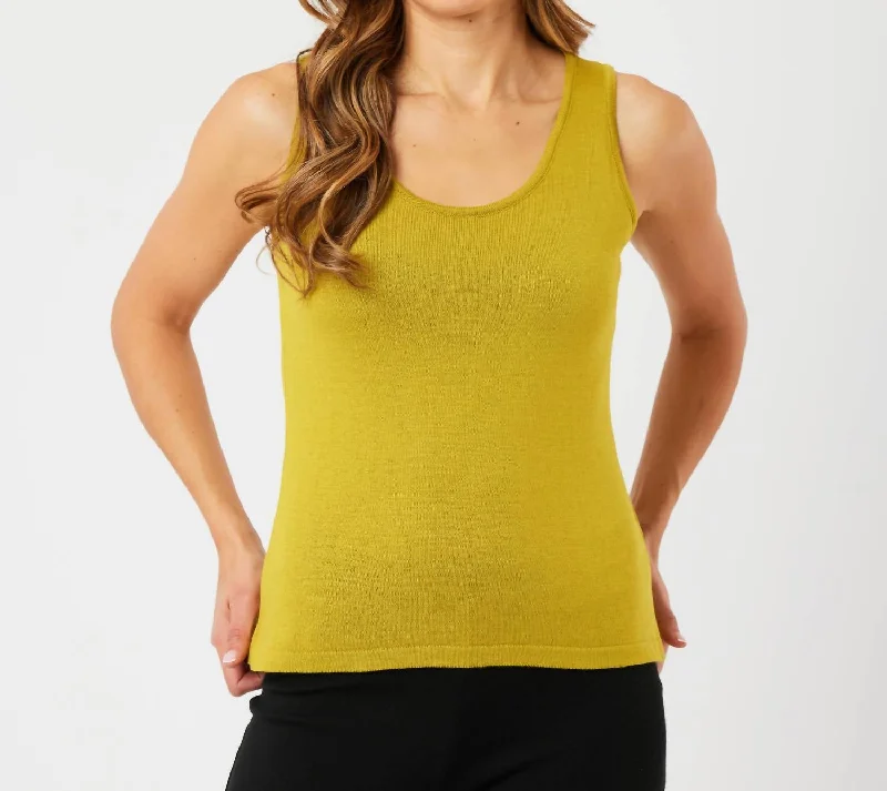 Boutique Styles Knit Tank Top In Mustard