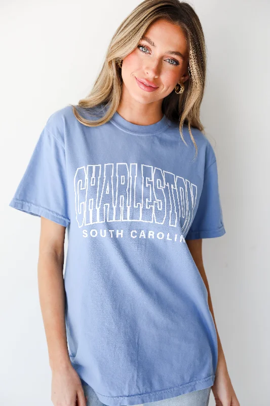 Casual Apparel For Women Light Blue Charleston South Carolina Block Letter Tee