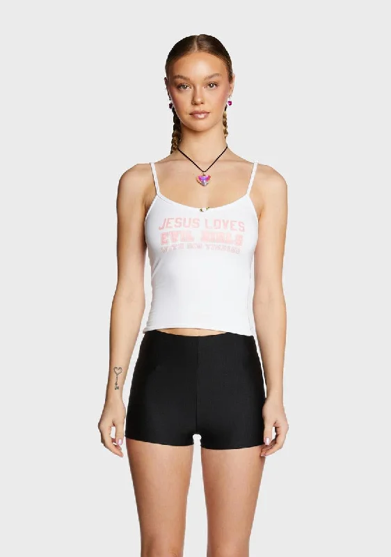 Stylish Women's Outfit Jesus Loves Me Fitted Tank Top