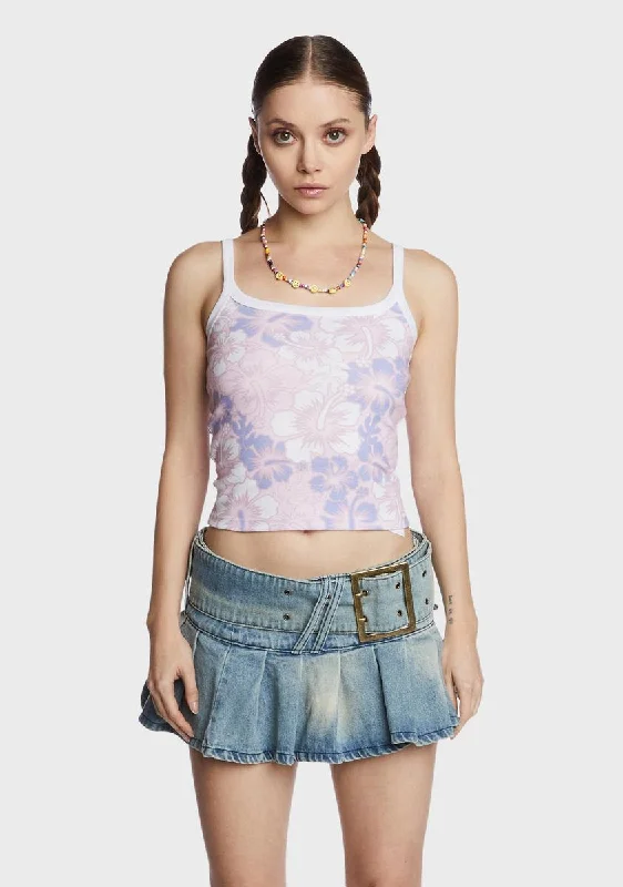 Casual Outfit For Women Hibiscus Crop Tank Top