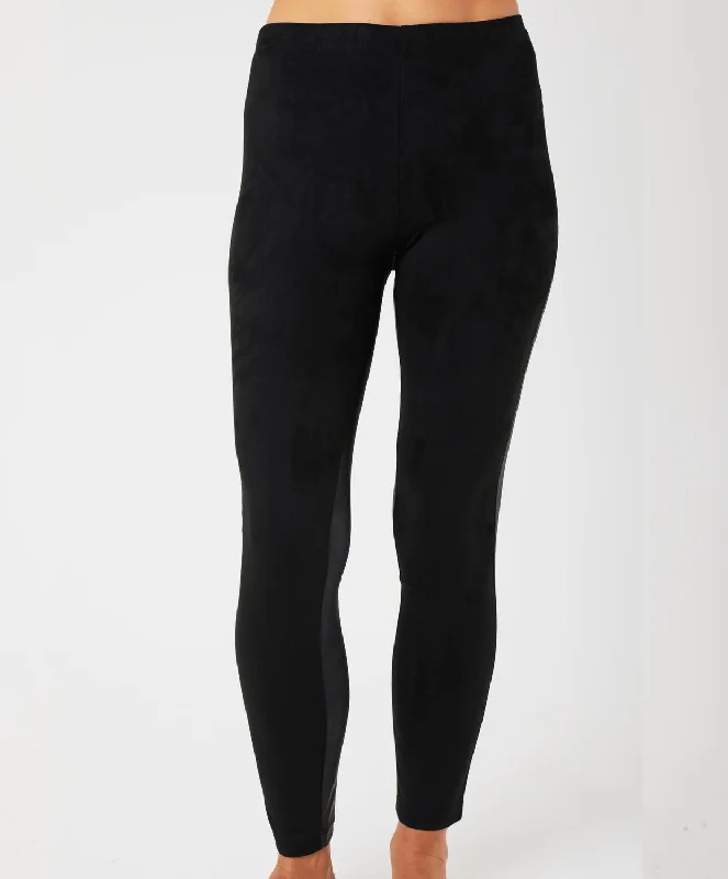 Elegant Clothing Vegan Leather/suede Pant In Black