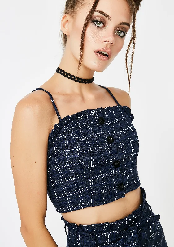 Women's Casual Wear Outfit Homewerk Plaid Crop Top