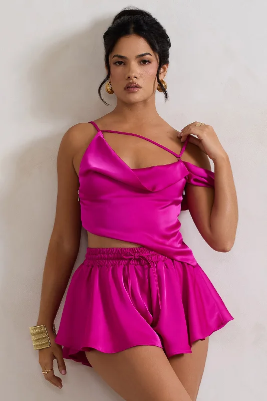 Women's Transitional Garments Hideout | Dark Pink Strappy Asymmetric Crop Top