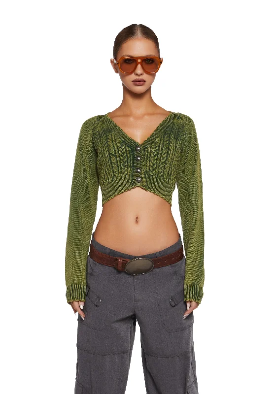 Women Apparel Corner Office Cropped Cardigan - Green