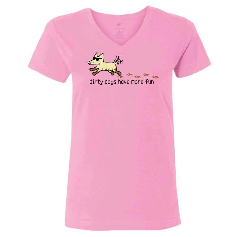 Women's Vintage-Inspired Outfit Dirty Dog Have More Fun  - Ladies T-Shirt V-Neck