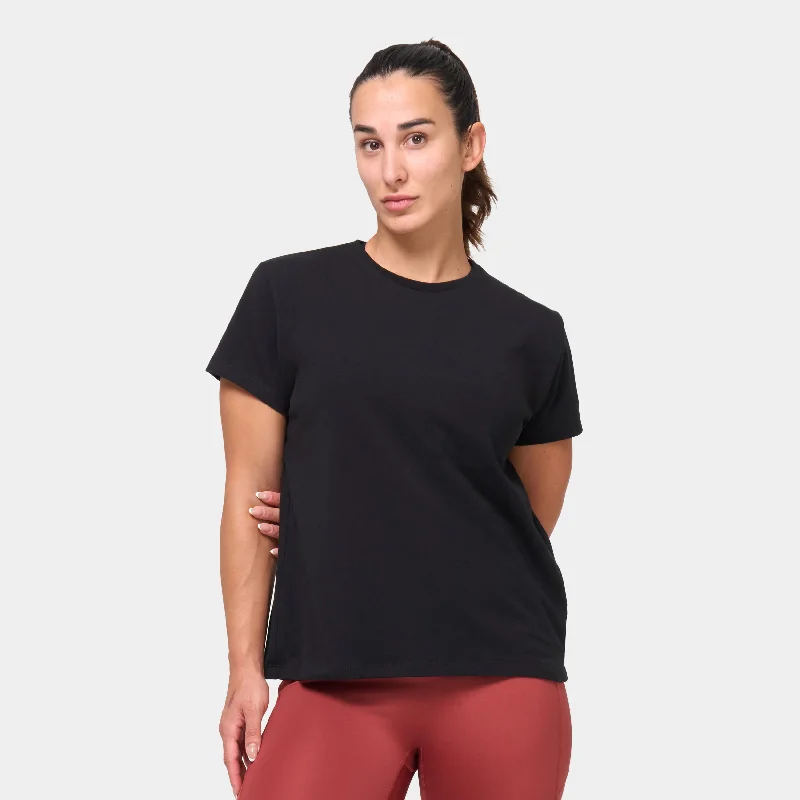 Women's Elegant Evening Outfit Vented Tee - Black