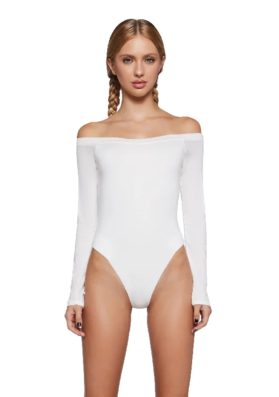 Women's Clothing And Garments Sets Polished Chicness Off The Shoulder Bodysuit - White