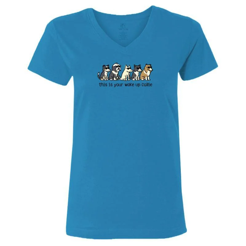 Women's Active Outfit For Fitness This Is Your Wake Up Collie - Ladies T-Shirt V-Neck