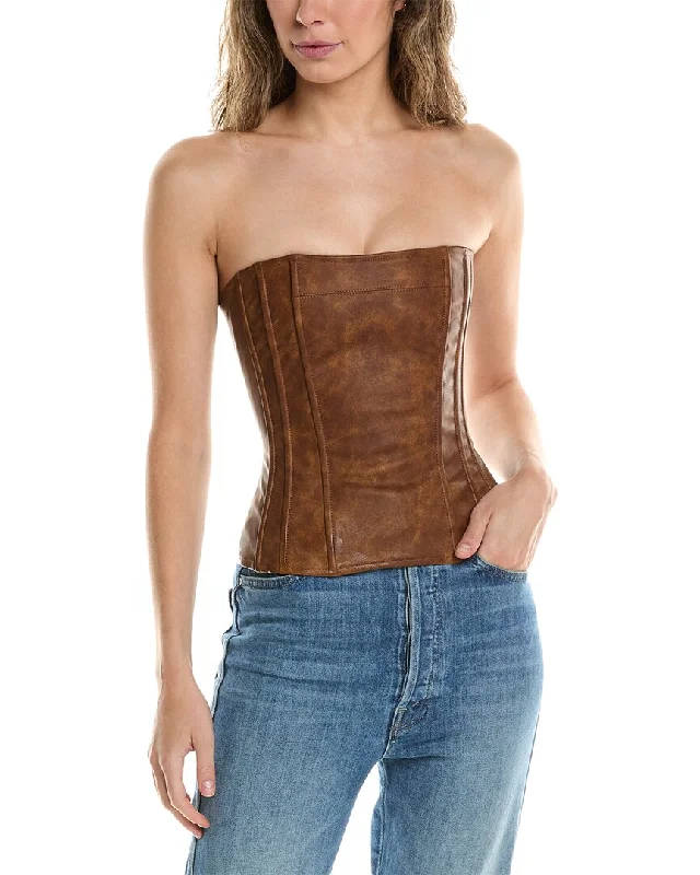 Special Offer For You WeWoreWhat Strapless Linen-Blend Corset Top
