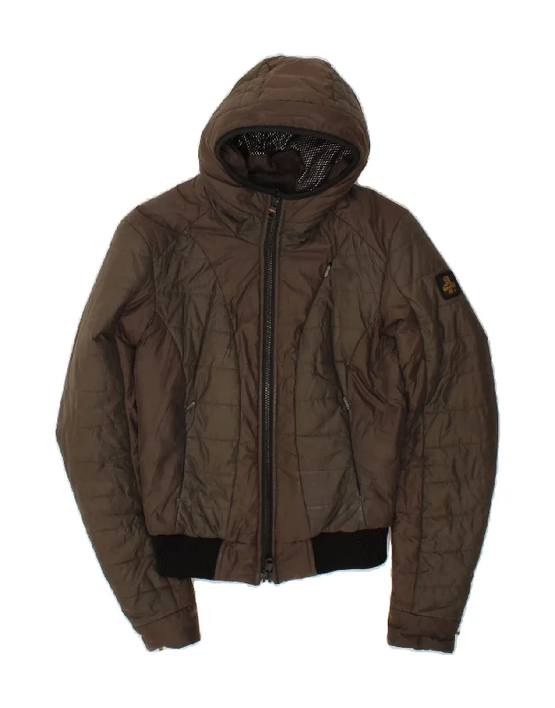 Women's Trendy Outfit REFRIGIWEAR Womens Hooded Padded Jacket IT 42 Medium Brown Polyester