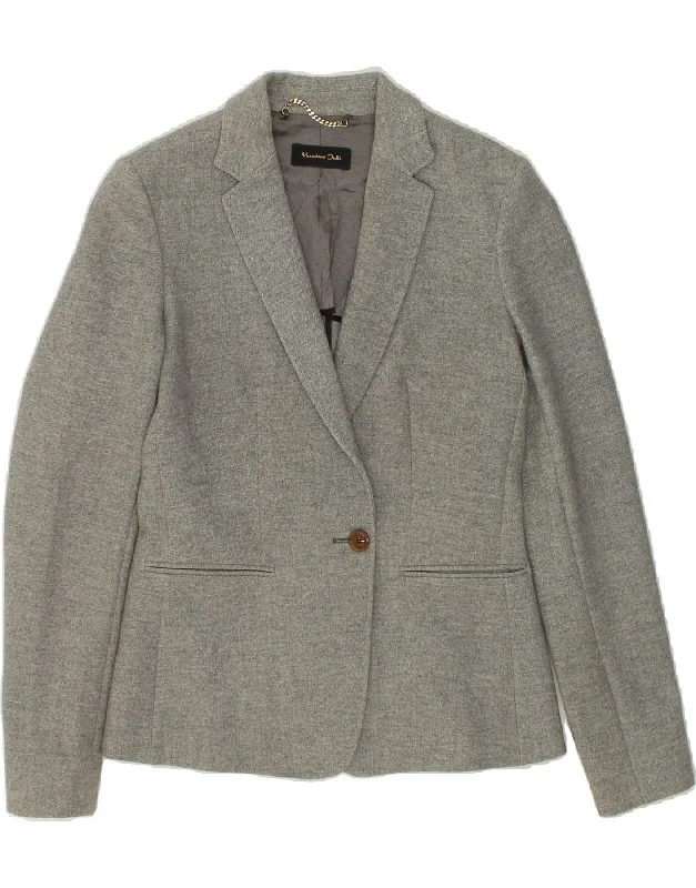 Clothes Sales MASSIMO DUTTI Womens 1 Button Blazer Jacket EU 38 Small Grey Viscose