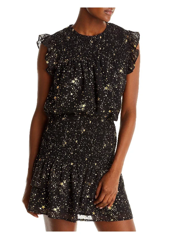 Casual Chic Womens Smocked Printed Blouse