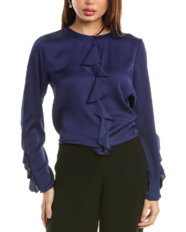 Sunday Shopping Spree – Grab The Best Deals Elie Tahari Satin Ruffle Silk-Blend Blouse