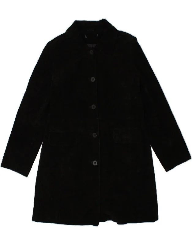 City Fashion VINTAGE Womens Leather Coat UK 12 Medium Black