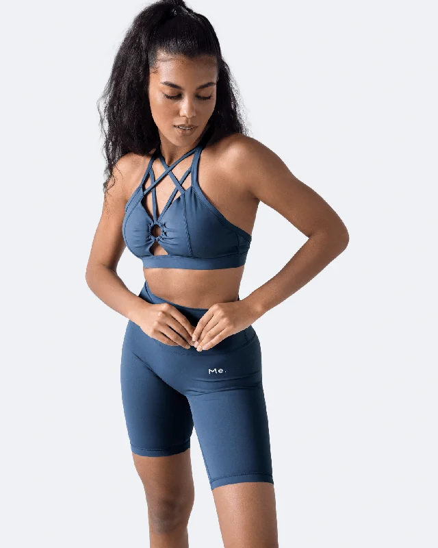 Holiday Glam Iris Blue Criss Cross Front Top