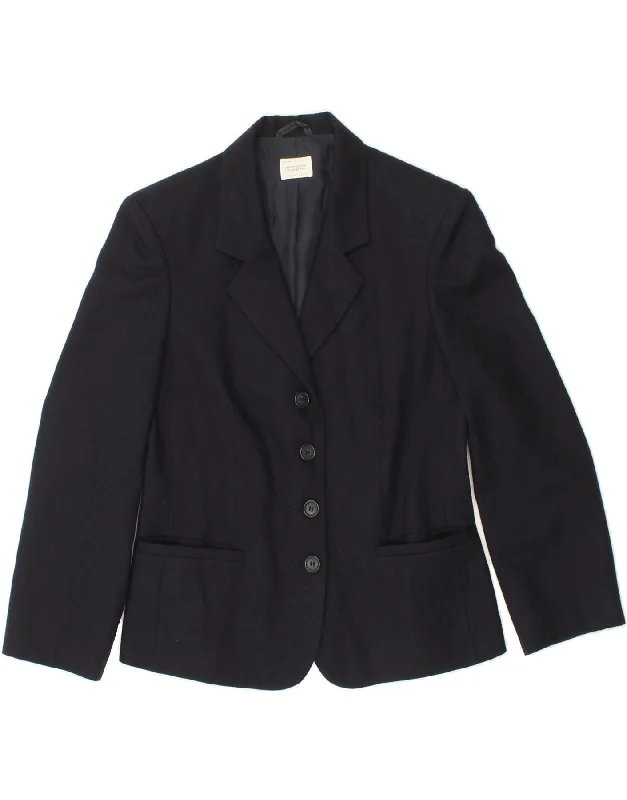 Women's Casual Attire BENETTON Womens 4 Button Blazer Jacket IT 40 Small Navy Blue Wool Women's Casual Attire BENETTON Womens 4 Button Blazer Jacket IT 40 Small Navy Blue Wool