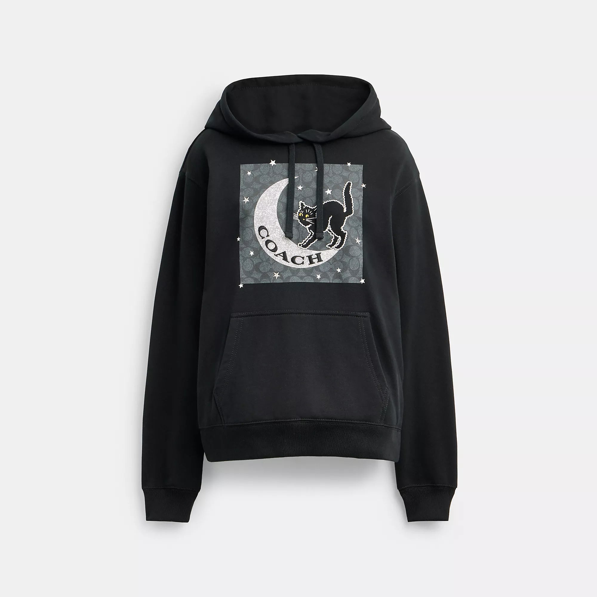 Weekend Markdown Madness Coach Outlet Halloween Black Cat Moon Signature Square Hoodie