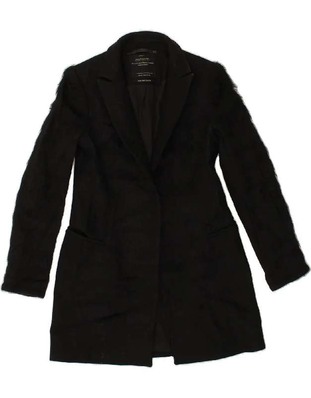 Women's Outerwear Apparel ALL SAINTS Womens Overcoat UK 10 Small Black Virgin Wool