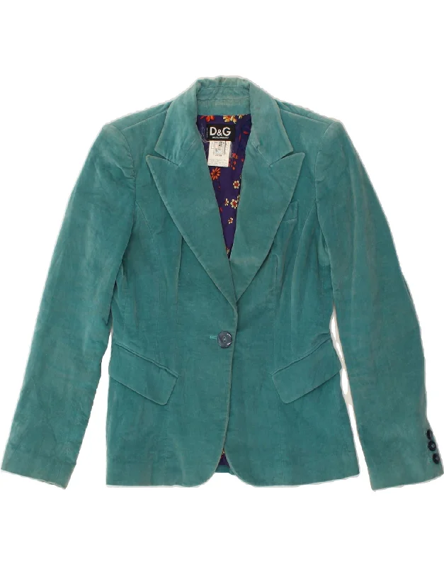 Women's Cozy Winter Attire DOLCE & GABBANA Womens 1 Button Blazer Jacket IT 42 Medium Turquoise