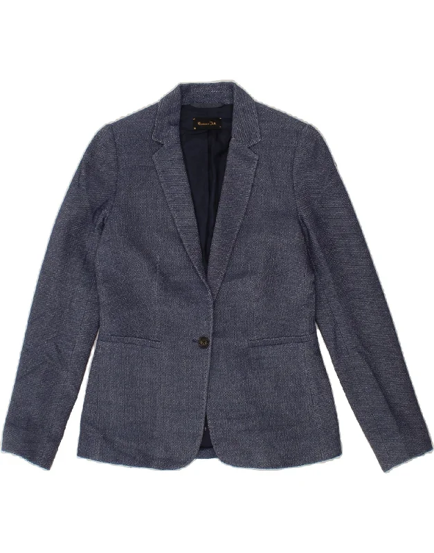 Comfortable Women's Clothes MASSIMO DUTTI Womens 1 Button Blazer Jacket EU 38 Small Blue