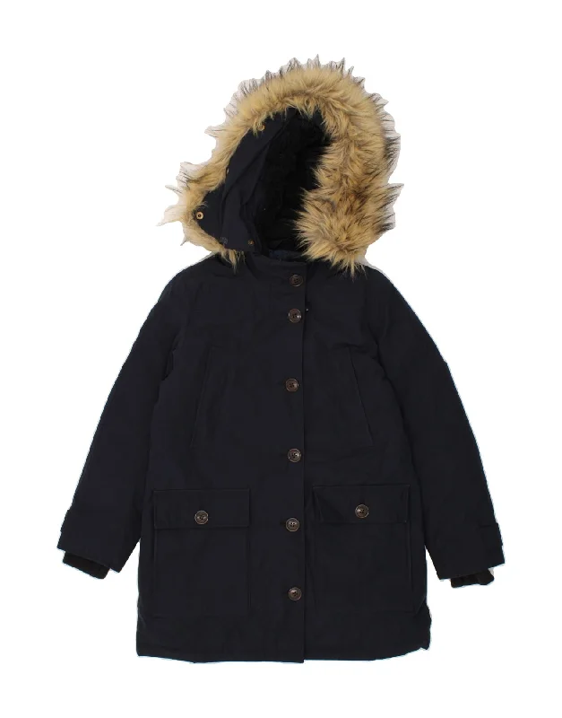 Timeless Women's Fashion Styles J. CREW Womens Hooded Windbreaker Jacket UK 10 Small Navy Blue Polyester