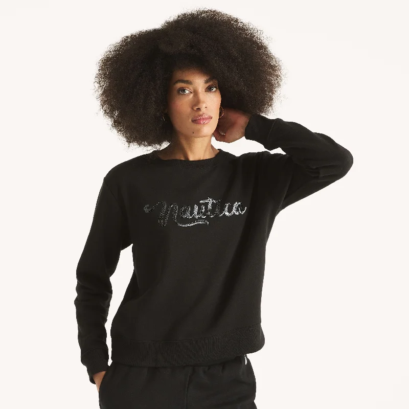 This Weekend Only – Best Prices Guaranteed Nautica Womens Sequin Logo Sweatshirt