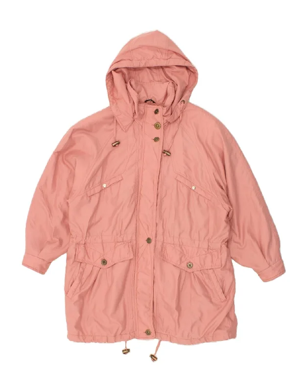 Women's Office Attire VINTAGE Womens Hooded Overcoat EU 38 Medium Pink