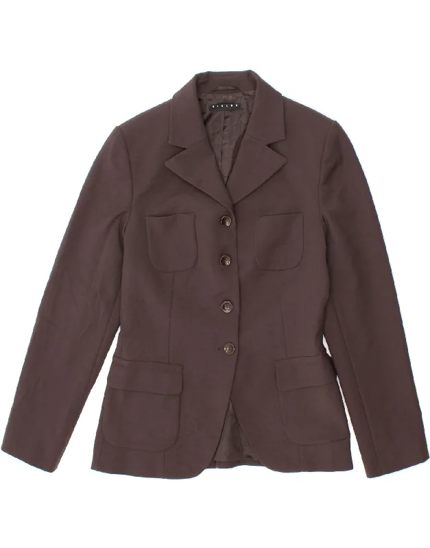 Women's Contemporary Apparel SISLEY Womens 4 Button Blazer Jacket IT 40 Small Brown Polyester Women's Contemporary Apparel SISLEY Womens 4 Button Blazer Jacket IT 40 Small Brown Polyester