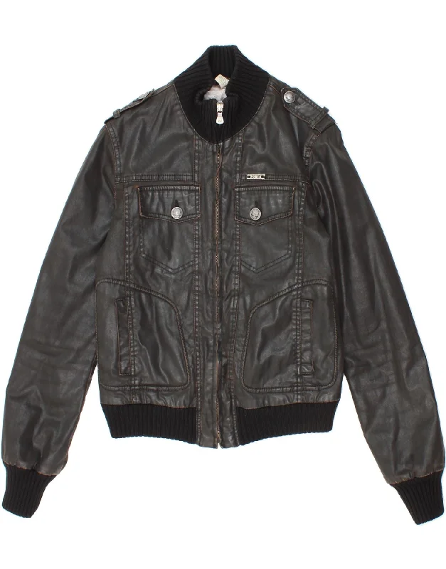 High-Fashion Women's Clothing LIU JO Womens Bomber Jacket UK 12 Medium Black Cotton