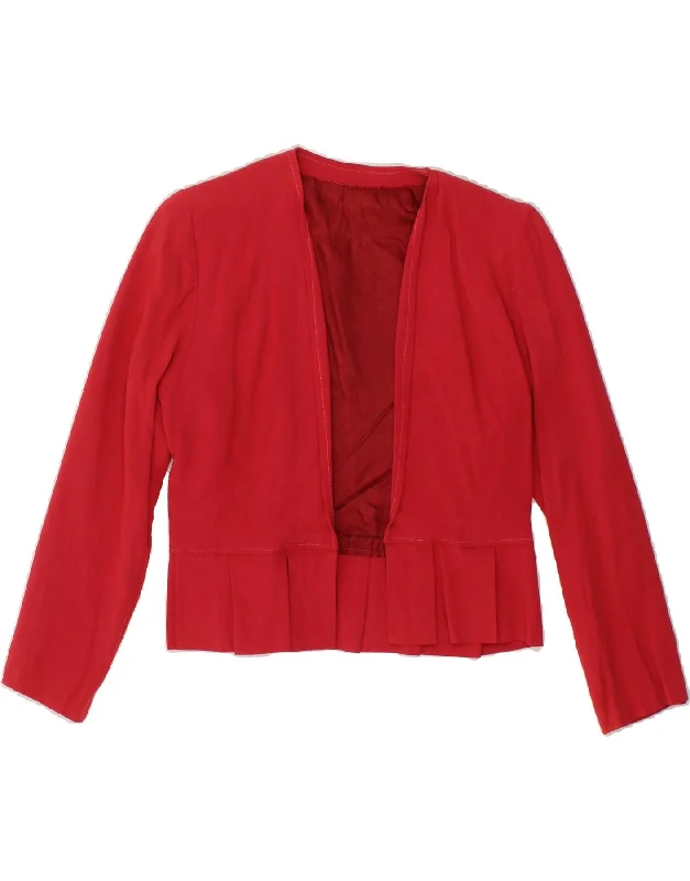 Edgy Fashion VINTAGE Womens 3/4 Sleeve Bolero Jacket UK 8 Small Red