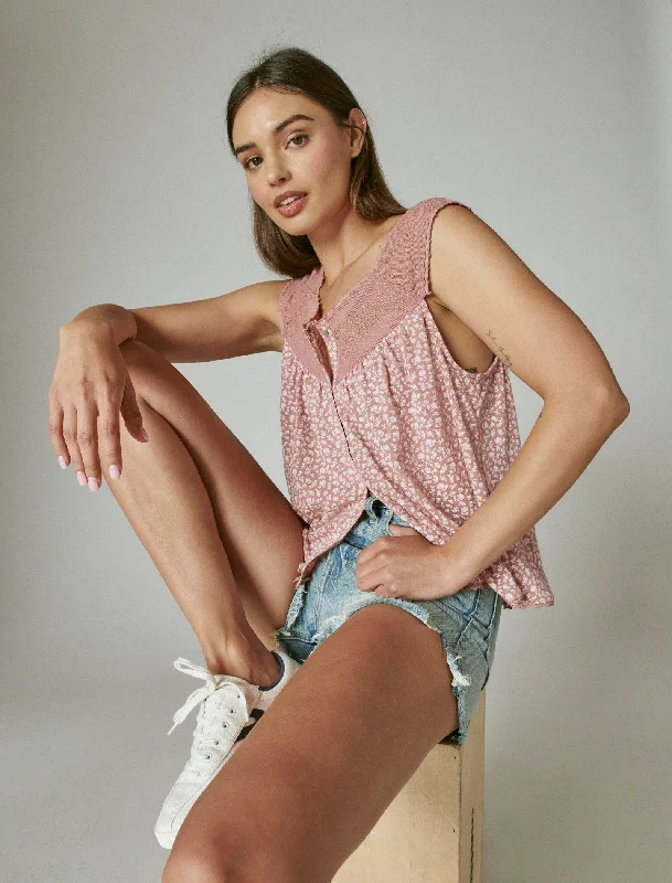 Massive Selection Sale Lucky Brand Women's Printed Geo Embroidered Tank