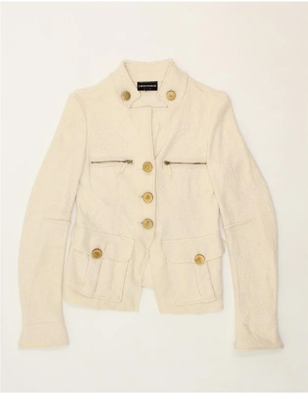Chic Women's Clothing Online EMPORIO ARMANI Womens 3 Button Blazer Jacket EU 38 Medium Off White Chic Women's Clothing Online EMPORIO ARMANI Womens 3 Button Blazer Jacket EU 38 Medium Off White