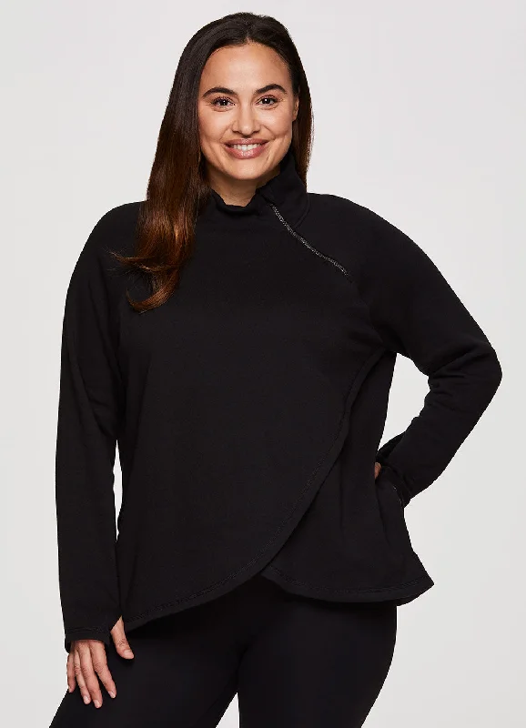 Fashion Forward, Function First Plus Prime Ready To Roll Fleece Zip Mock Neck Pullover