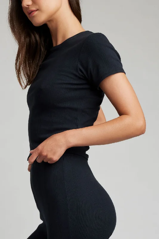 Premium Pieces At Prices You'Ll Love Pointelle Baby Tee in Black