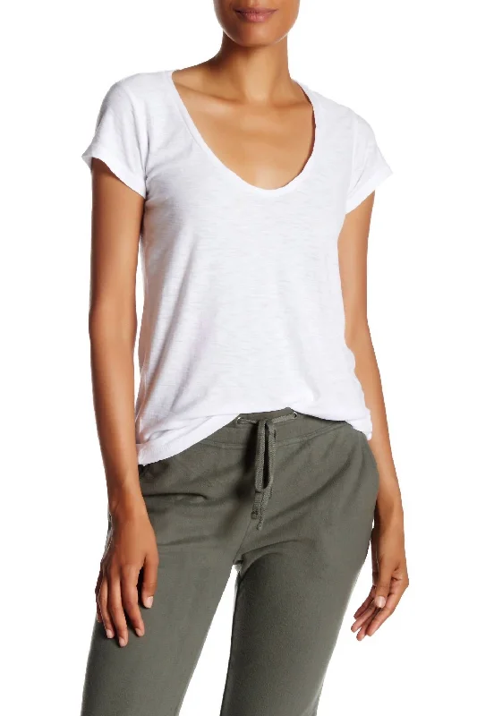 New Season Fashion Preview Sale Women Deep V-Neck/scoopy Neck T-Shirt Standard In White