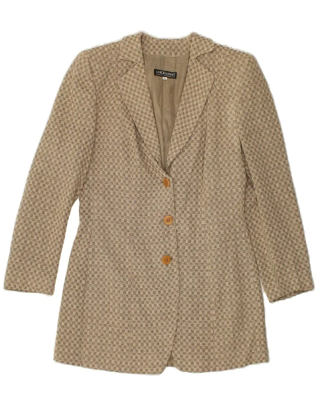 Women's Evening Clothing GIORGIO ARMANI Womens 3 Button Blazer Jacket IT 42 Medium Brown Check