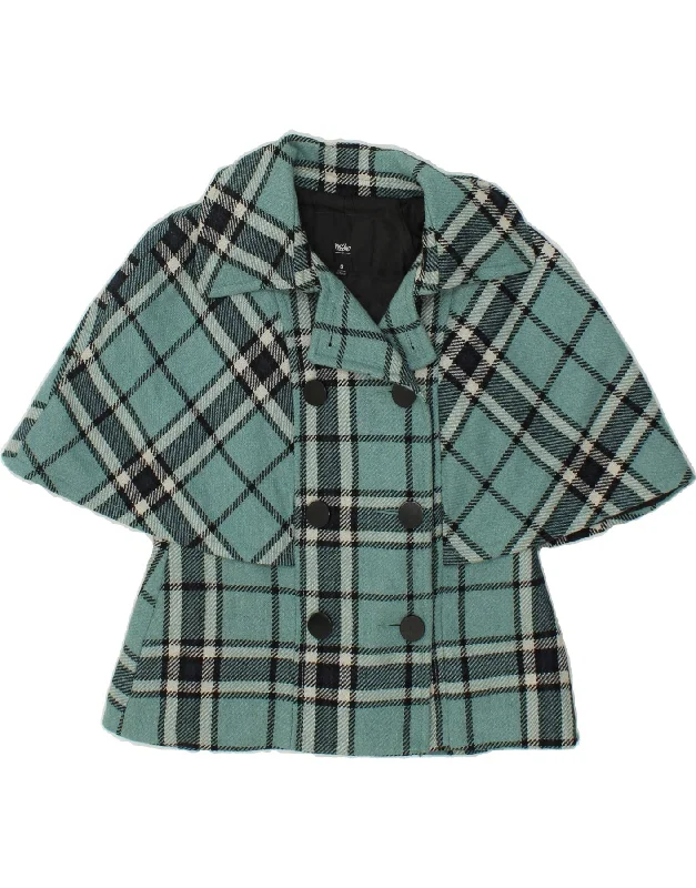 Women's Trendy Apparel MOSSIMO Womens Short Sleeve Pea Coat UK 10 Small Turquoise Check Polyester Women's Trendy Apparel MOSSIMO Womens Short Sleeve Pea Coat UK 10 Small Turquoise Check Polyester