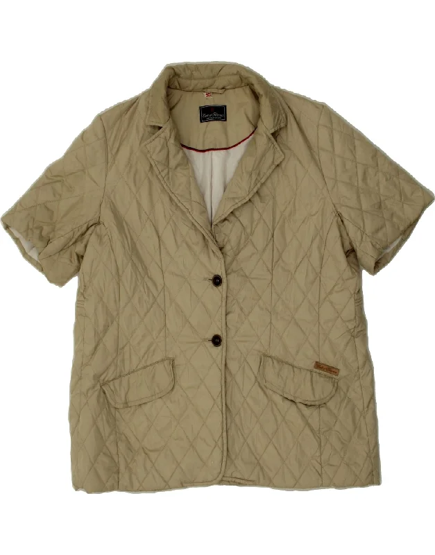 Exclusive Discount CONTE OF FLORENCE Womens Short Sleeve Quilted Jacket IT 48 XL Beige