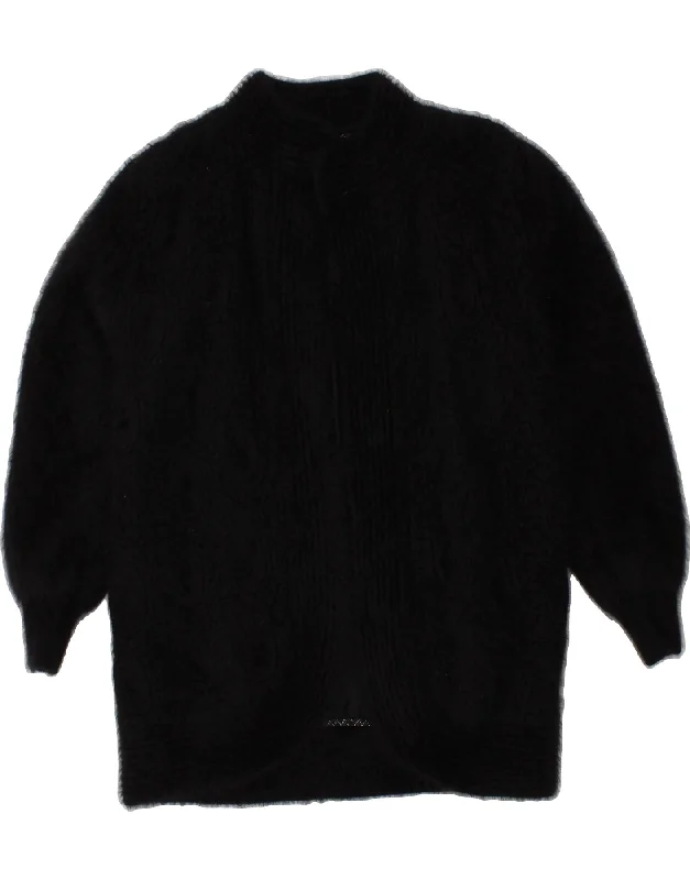 Sophisticated Style KEOMI Womens Knit Open Overcoat UK 14 Medium Black Angora