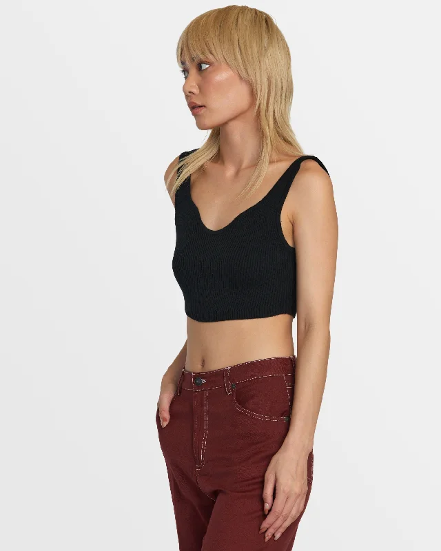 Break Fashion Norms Selects Roundabout Sweater Tank V-Neck Sweater - Black
